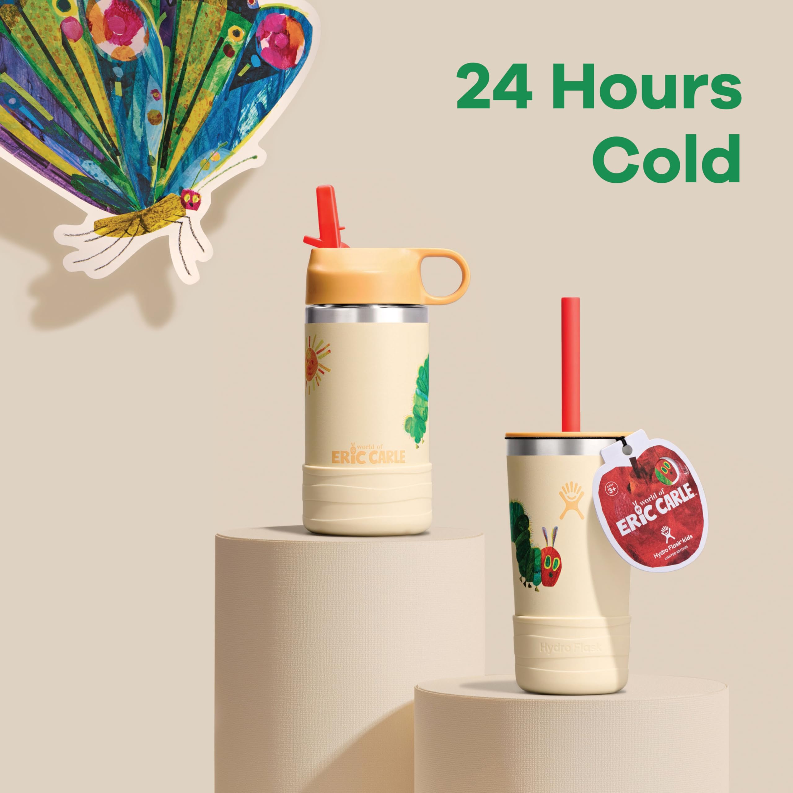 Hydro Flask Kids 12 Oz Tumbler with Lid and Straw for School - Insulated Stainless Steel World of Eric Carle™ Caterpillar - Image 6