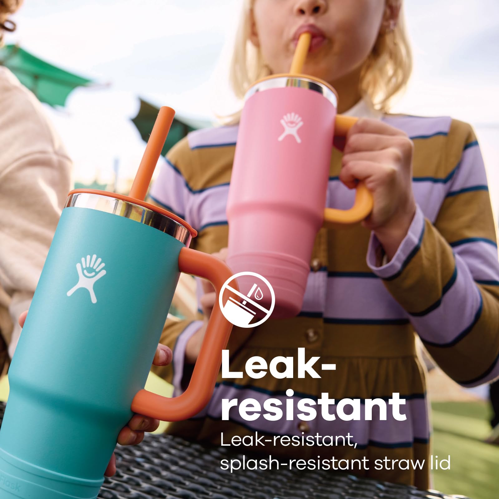Hydro Flask Kids 24 Oz Travel Tumbler with Handle, Lid and Straw for School - Insulated Stainless Steel in Coconut Cream - Image 4