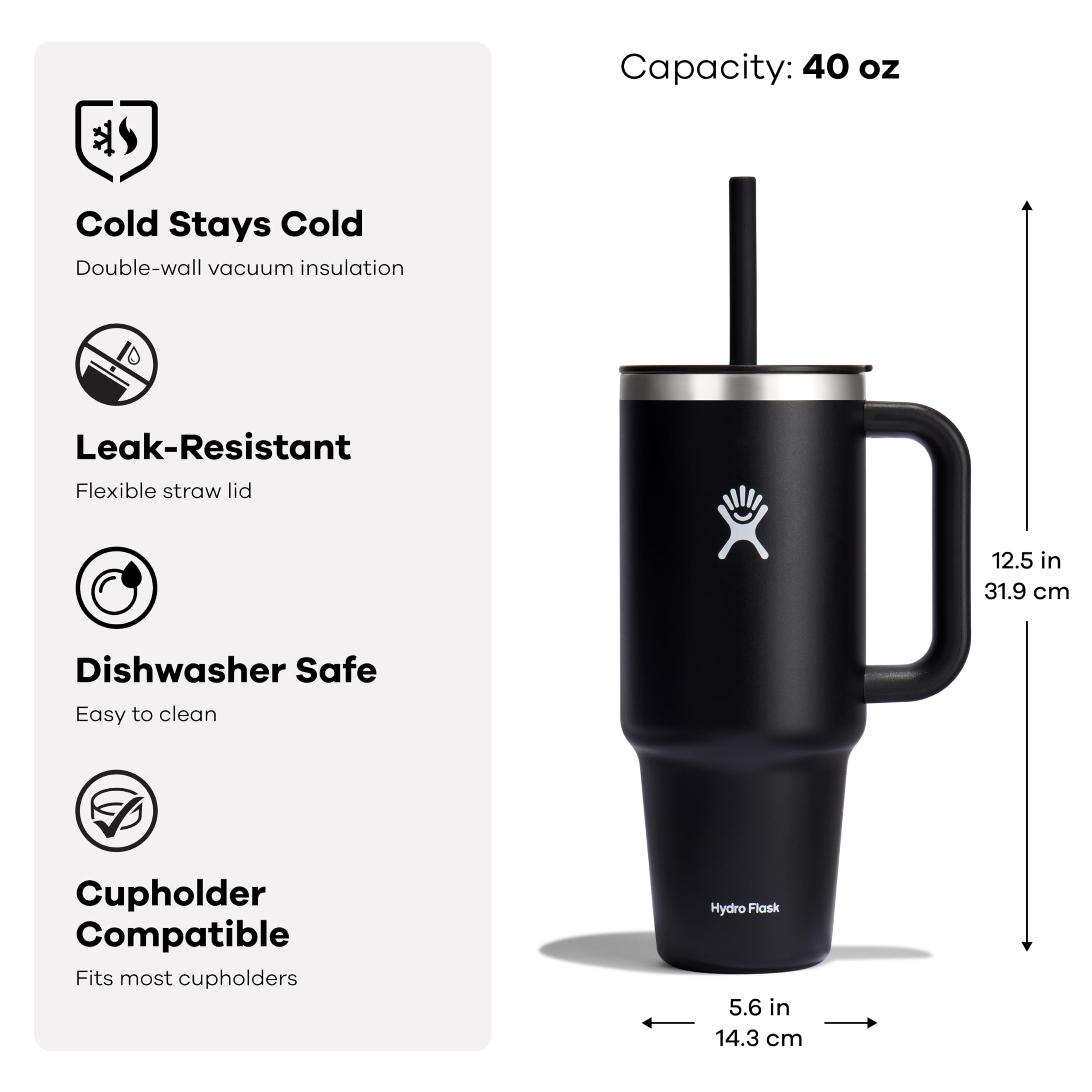 Hydro Flask Travel Tumbler with Handle, Lid and Straw - Insulated Stainless Steel in 40 Oz Glimmer Pink - Image 7